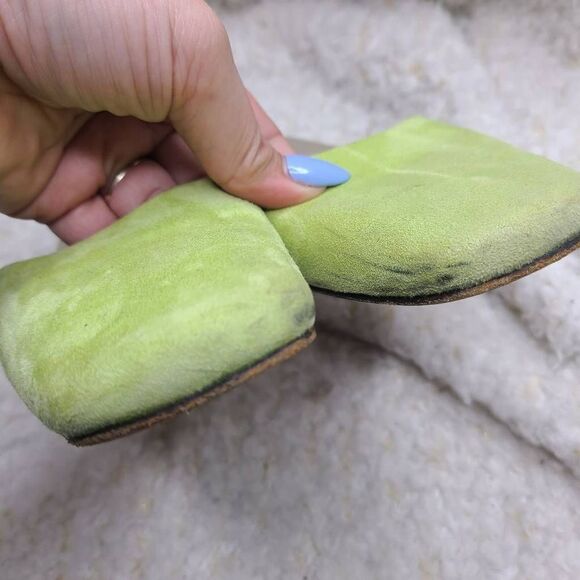 Coach Vintage Light‎ Green Suede Square Toe Slide Mules size 6.5 - Picture 3 of 8
